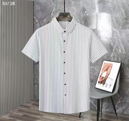 BOSS || Men’s Premium Striped Short-Sleeve Casual Shirt – Slim Fit, Breathable Cotton Blend