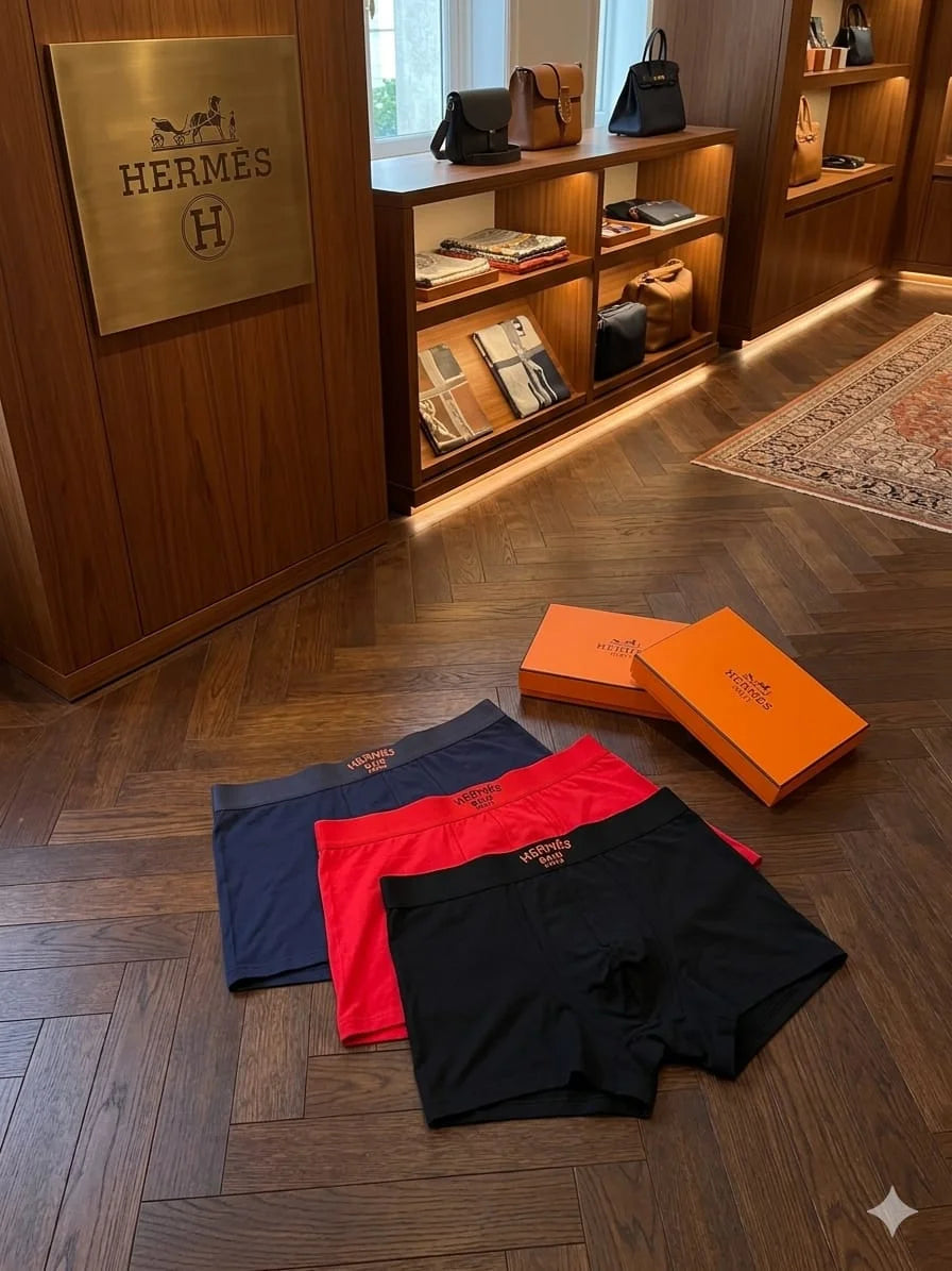 Hermès Bain Men's Premium Trunks 3-Pack – Ultra Soft Seamless Stretch Trunks