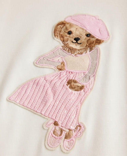 RALPH LAUREN | Women's Premium Cotton T-Shirt | Teddy Bear Embroidered Print |  White | Fashion Myst FASHION MYST