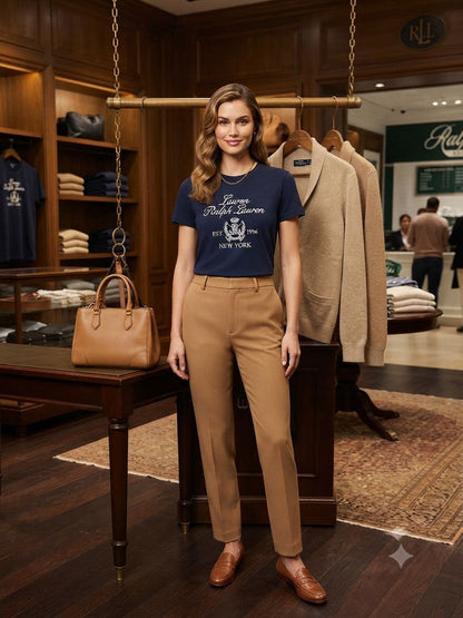 Ralph Lauren Women's Navy Blue Shirt – Fabric Detail
