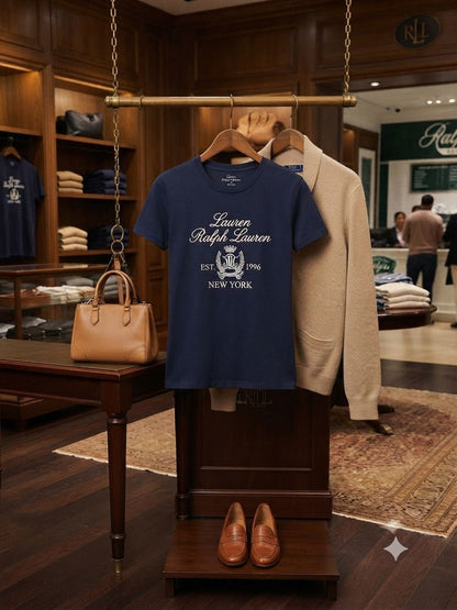 Ralph Lauren Women's Navy Blue Shirt – Crest Logo Close-up
