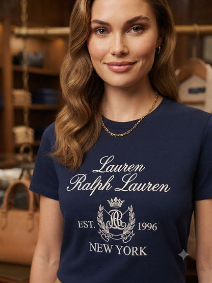 Ralph Lauren Women's Crest Logo Shirt in Navy Blue – Back View
