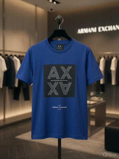 Armani Women's Heavy GSM Lycra Tee in Blue – Product Shot	
