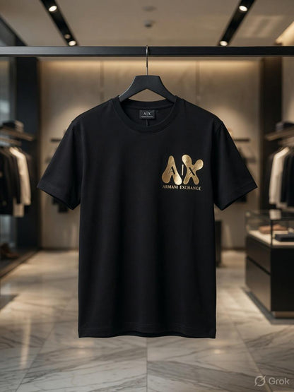 Armani Women's Heavy GSM Lycra Tee in Black – Product Shot	