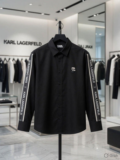 Karl Lagerfeld Women's Cotton Oxford Shirt in Black – Product Shot	
