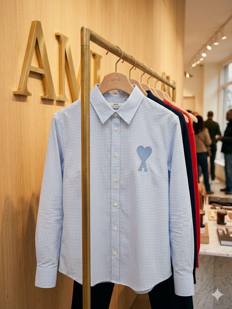 AMI Women's Cotton Shirt in Sky Blue – Product Shot	
