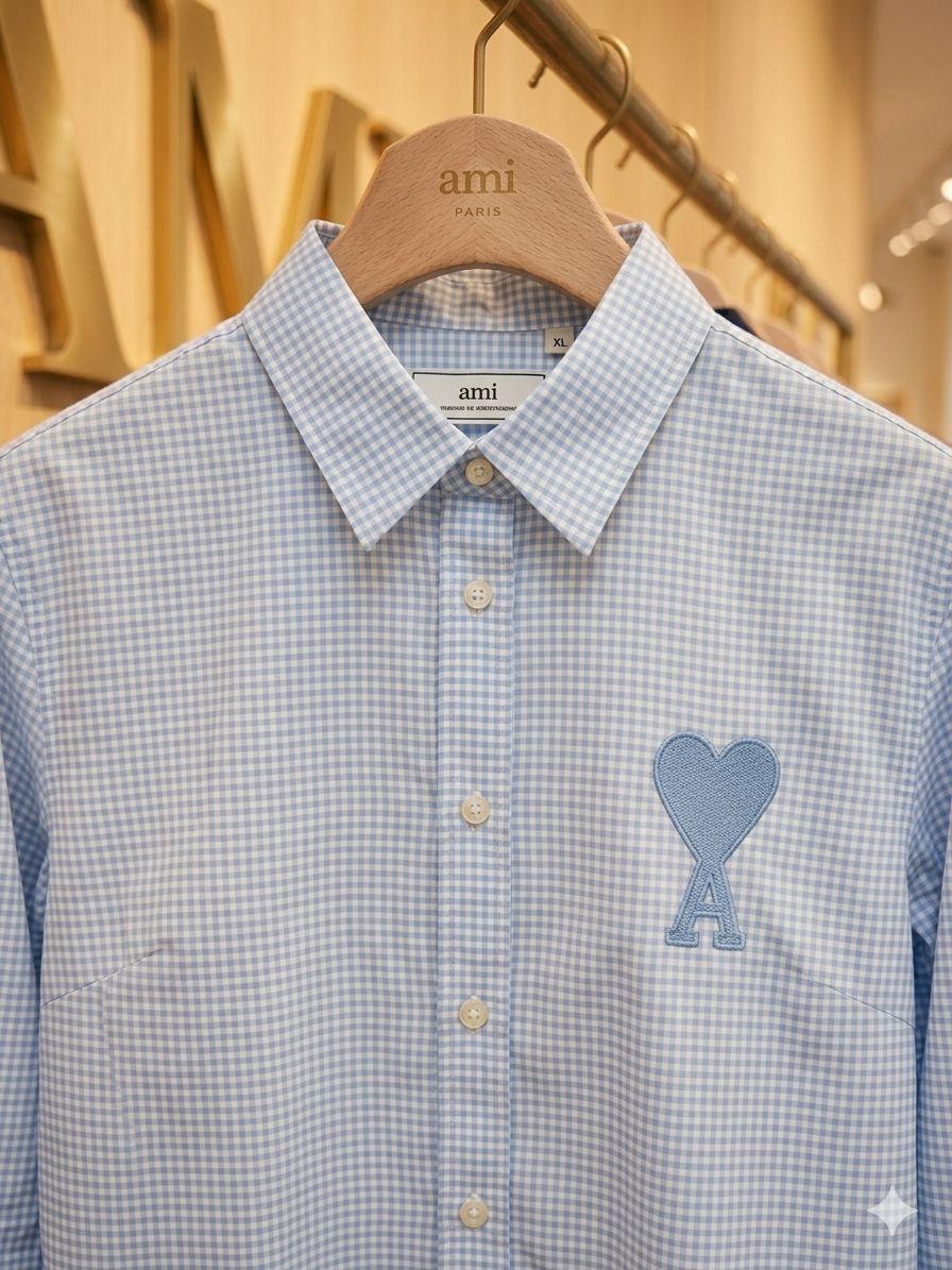AMI Sky Blue Shirt – Fabric Zoom Detail	