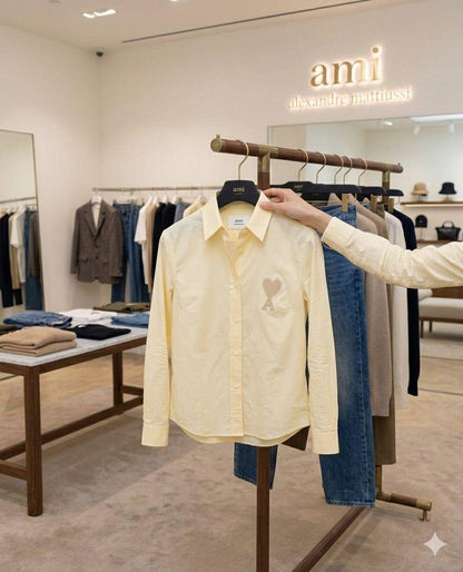 AMI Women's Cotton Shirt in Yellow – Product Shot	