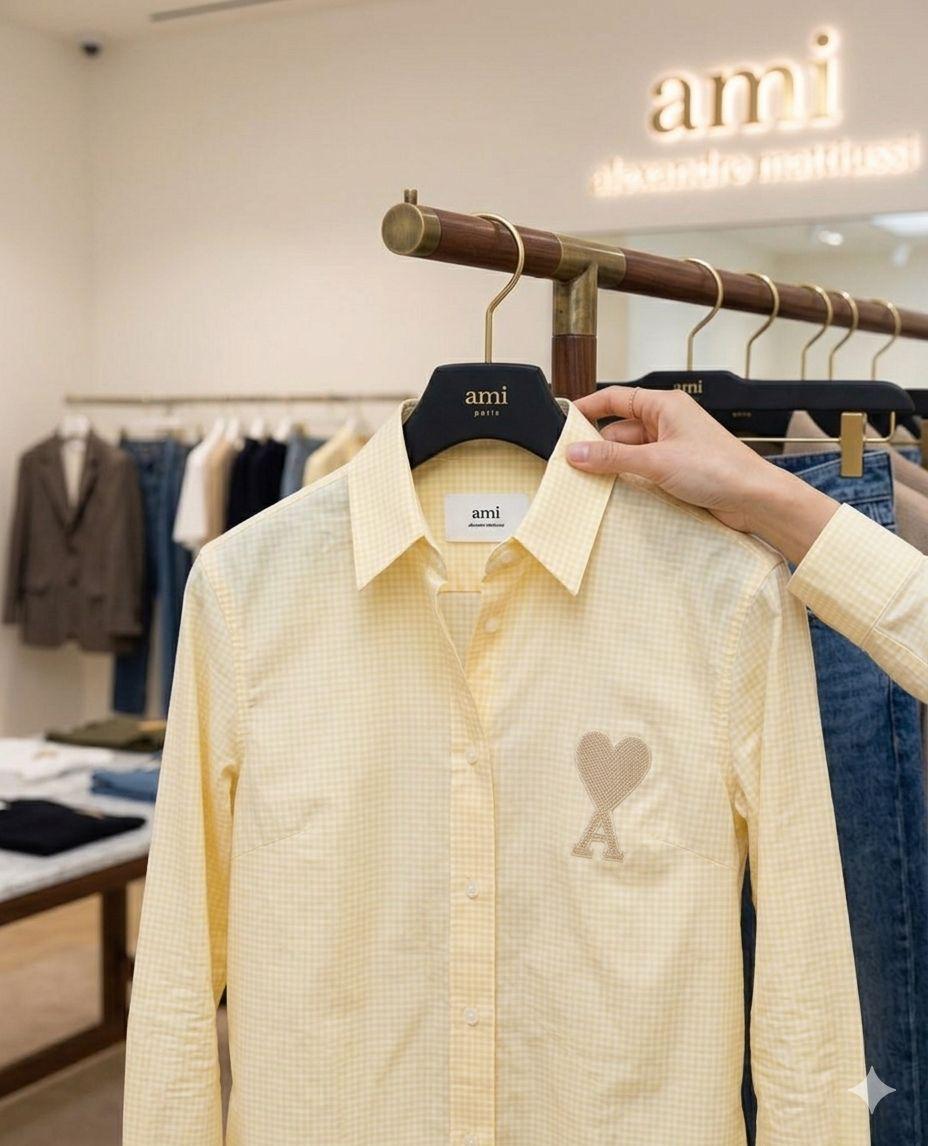 AMI Yellow Shirt – Fabric Zoom Detail	