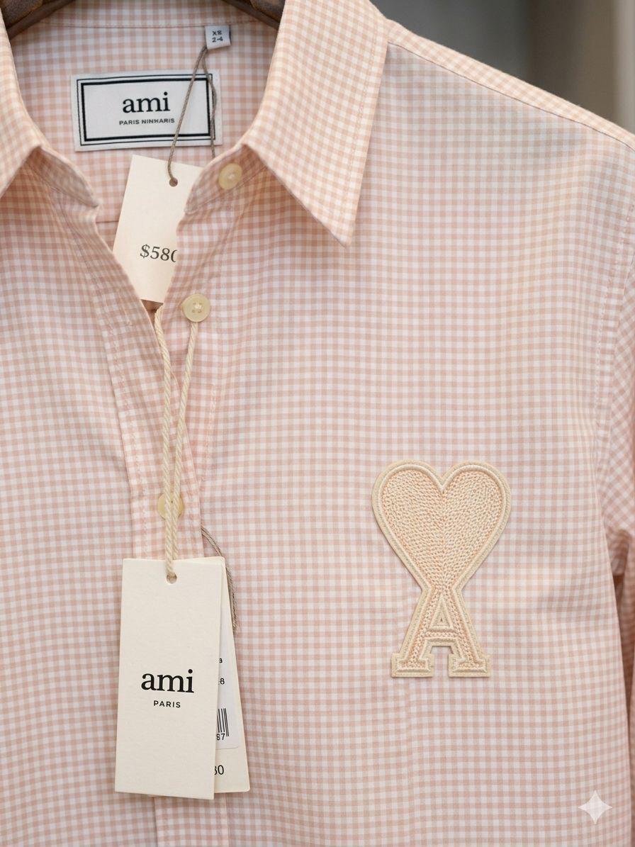 AMI Pink Shirt – Fabric Zoom Detail	