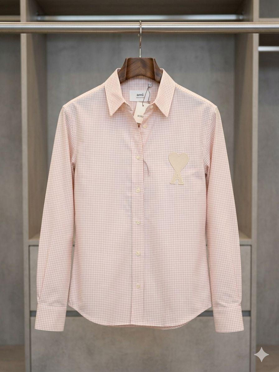 AMI Women's Cotton Shirt in Pink – Product Shot	