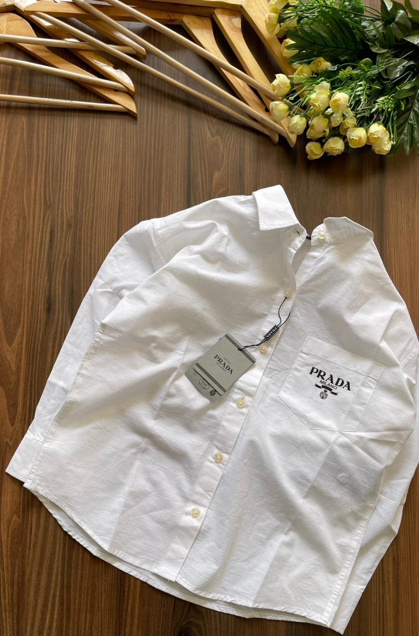 Prada Women's Cotton Oxford Shirt in White – Product Shot	