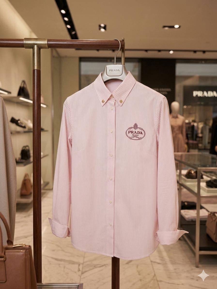 Prada Women's Premium Cotton Shirt in Pink – Product Shot	