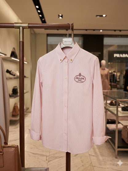 Prada Women's Premium Cotton Shirt in Pink – Product Shot	