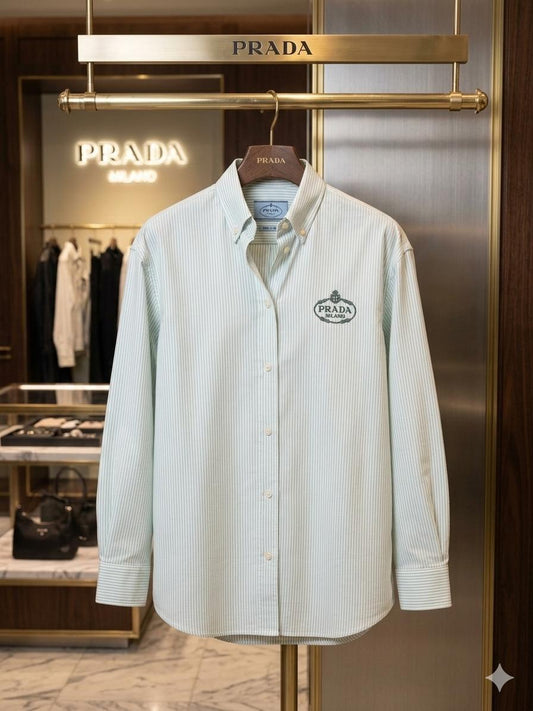 Prada Women's Premium Cotton Shirt in Light Green – Product Shot	