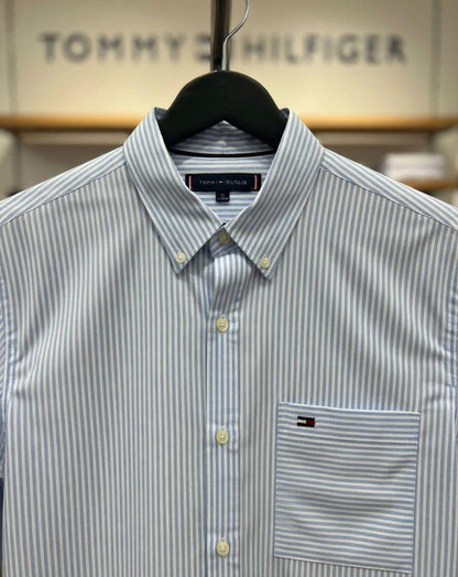 Tommy Hilfiger Sky Blue Shirt – Fabric Zoom Detail	