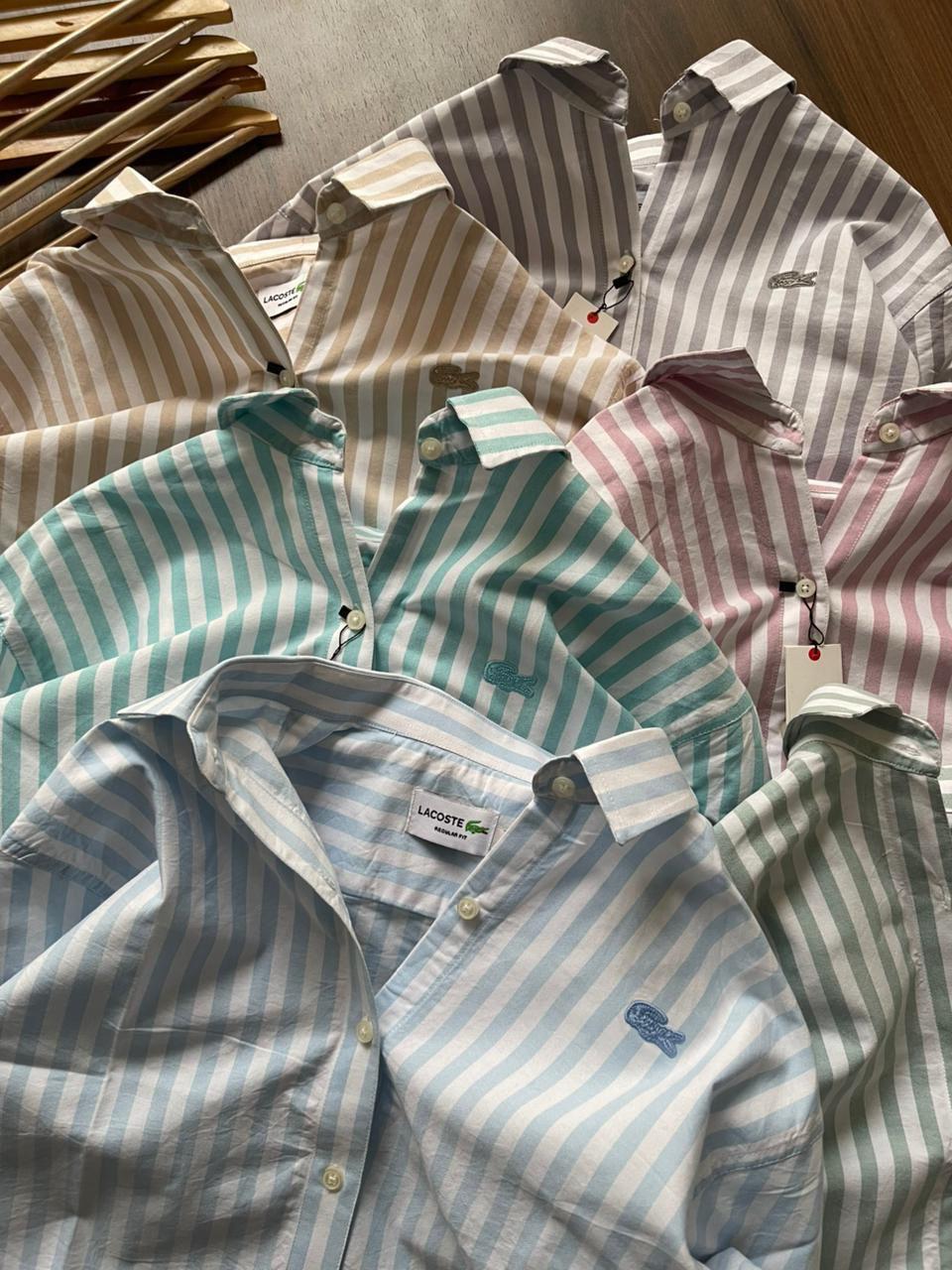 Lacoste Women's Cotton Shirts – Beige, Grey, Sea Green, Pink, Sky Blue & Green Collection

