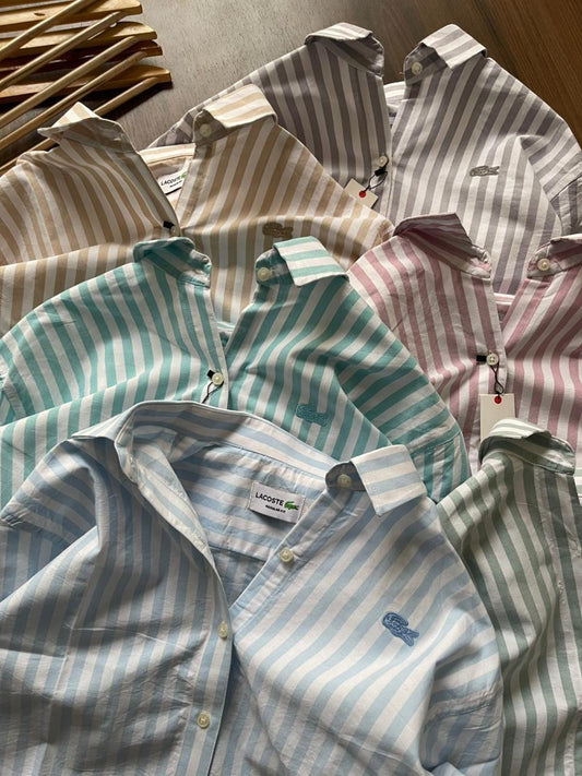 Lacoste Women's Cotton Shirts – Beige, Grey, Sea Green, Pink, Sky Blue & Green Collection
