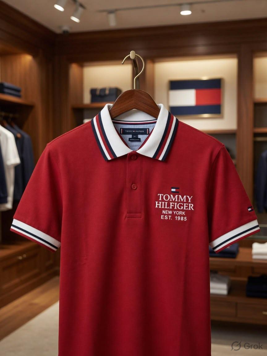 Tommy Hilfiger Kids red cotton matty polo T-shirt for boys
