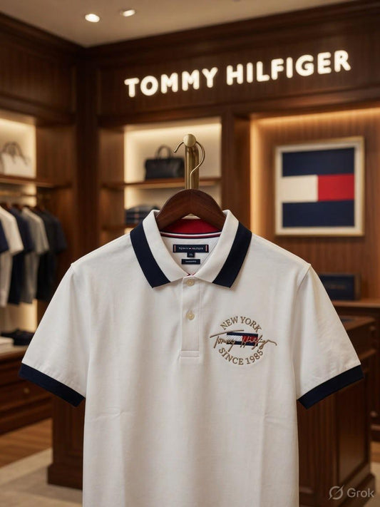 Tommy Hilfiger Kids white cotton matty polo T-shirt for boys
