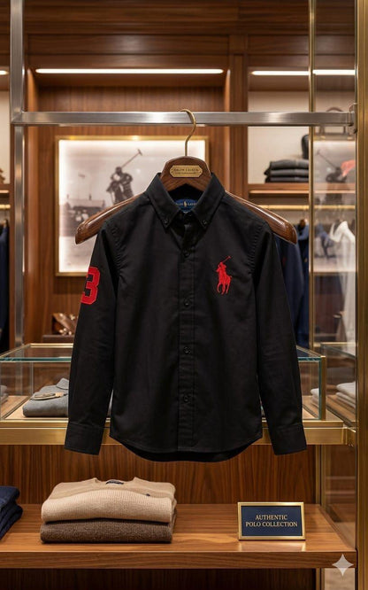 Ralph Lauren Kids black premium cotton shirt for boys
