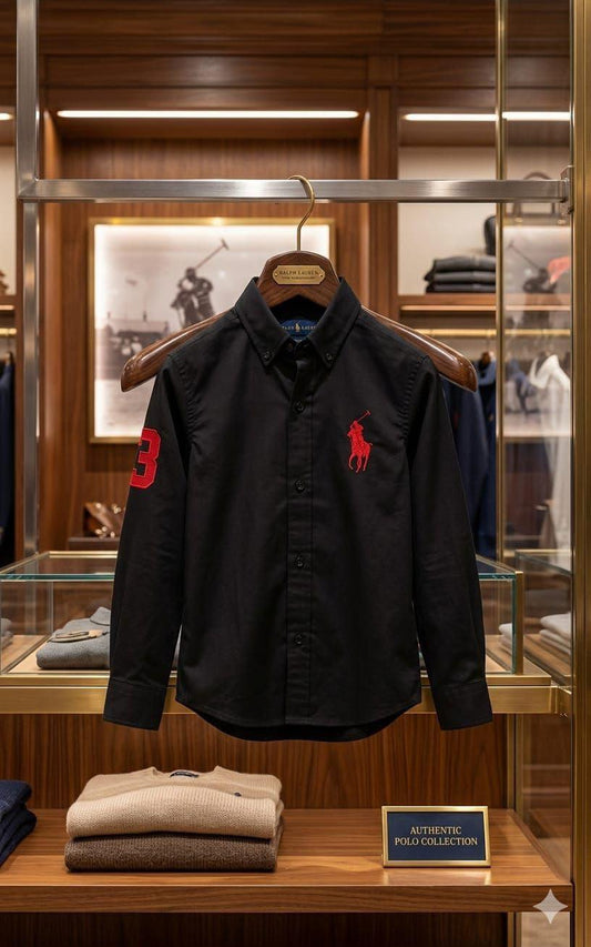 Ralph Lauren Kids black premium cotton shirt for boys

