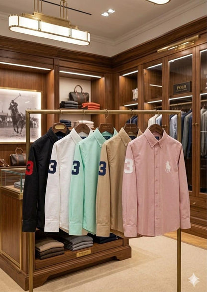 Designer-inspired Ralph Lauren boys cotton shirts available in black, pista green, brown, pink, and white
