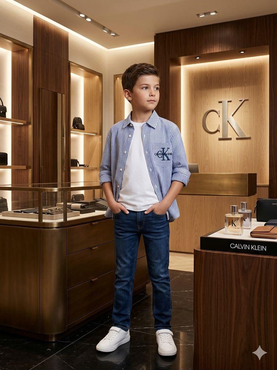 Premium Calvin Klein Kids blue casual cotton shirt
