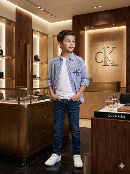 Premium Calvin Klein Kids blue casual cotton shirt
