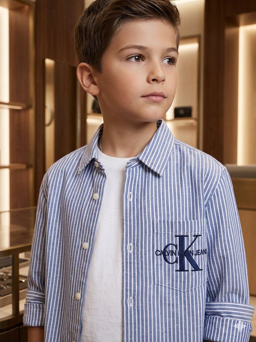 Boys Calvin Klein blue regular fit cotton shirt
