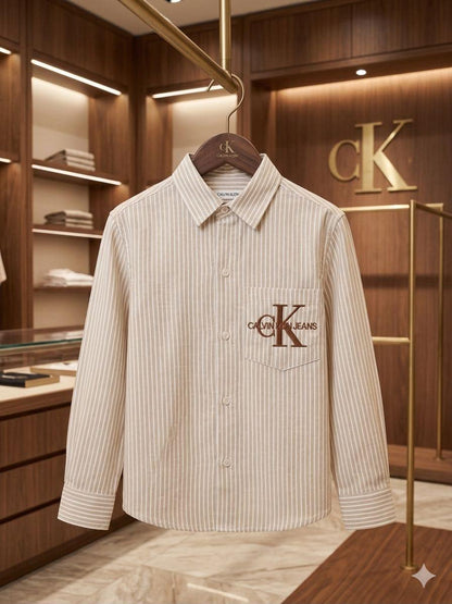 Calvin Klein Kids cream premium cotton shirt for boys
