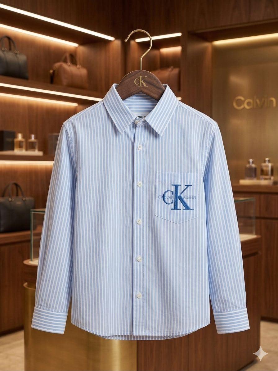 Calvin Klein Kids sky blue premium cotton shirt for boys
