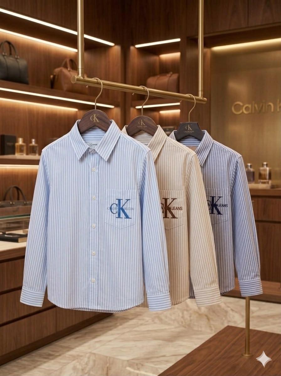 Calvin Klein Kids regular fit premium cotton shirts for boys in sky blue, cream, and blue