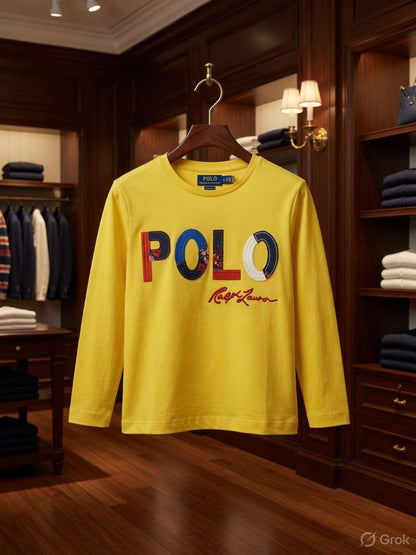 Ralph Lauren Kids yellow premium full sleeve Lycra T-shirt for boys and girls
