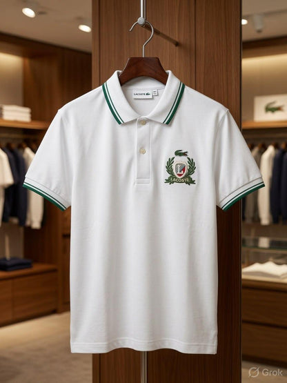 Lacoste Kids white premium Power Lycra polo T-shirt for boys

