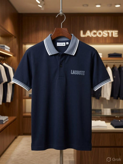 Lacoste Kids navy blue premium Power Lycra polo T-shirt for boys

