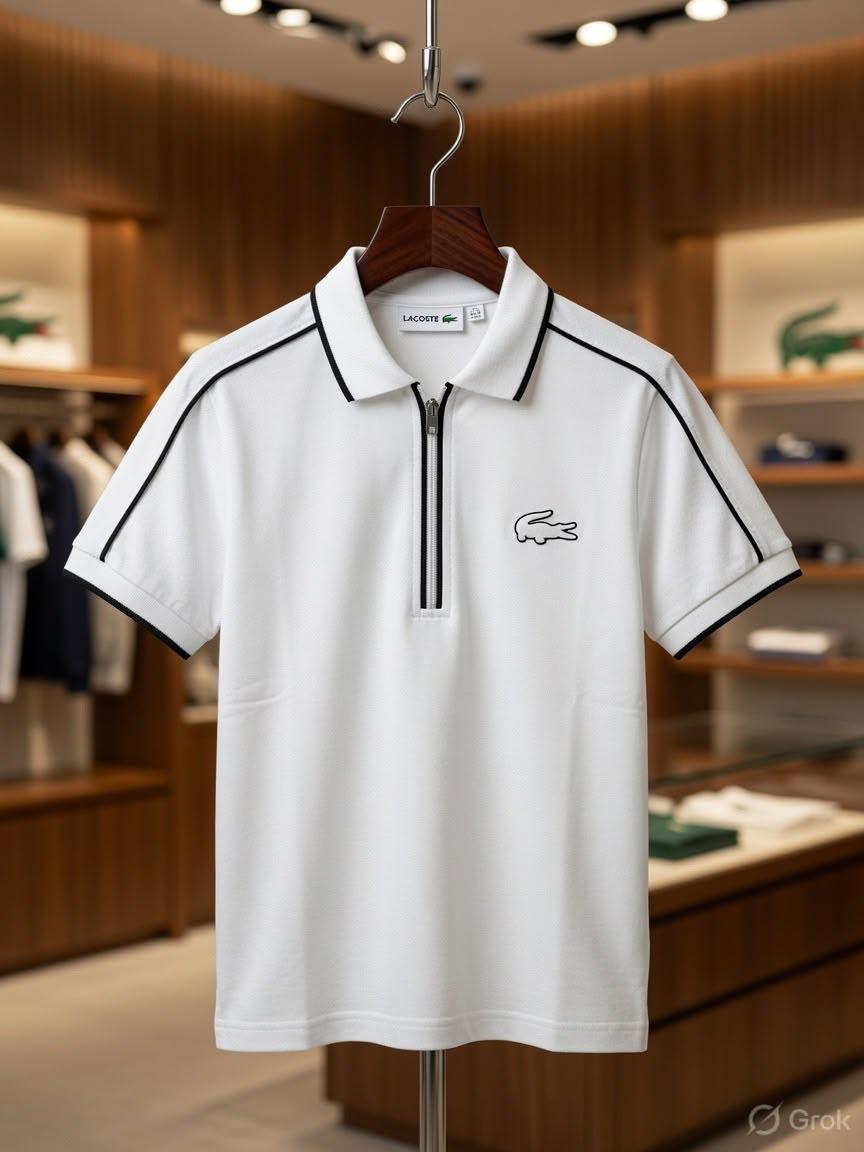 Lacoste Kids white premium Power Lycra polo T-shirt for boys
