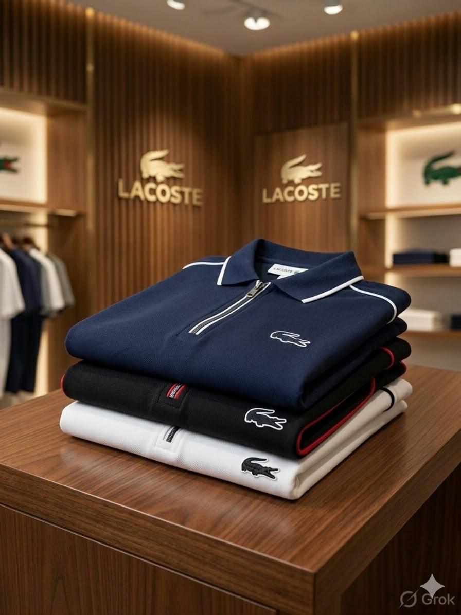 Premium Lacoste Kids Power Lycra polo T-shirts for boys available in white, navy, and black
