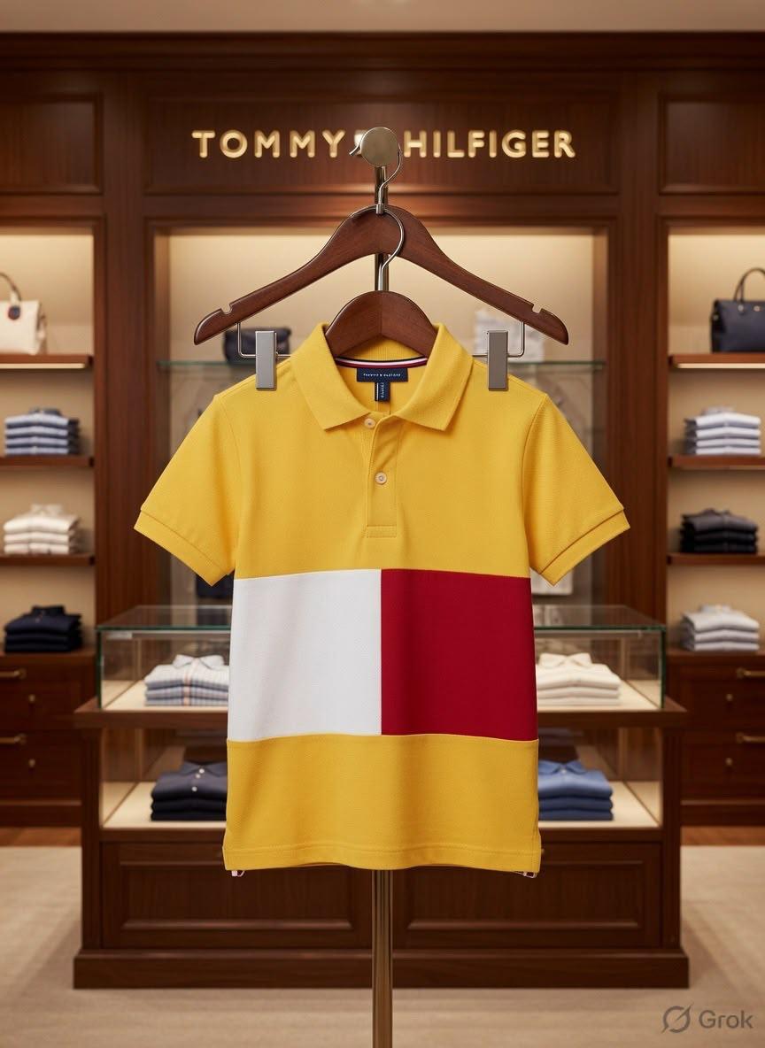 Tommy Hilfiger Kids yellow premium cotton polo T-shirt for boys
