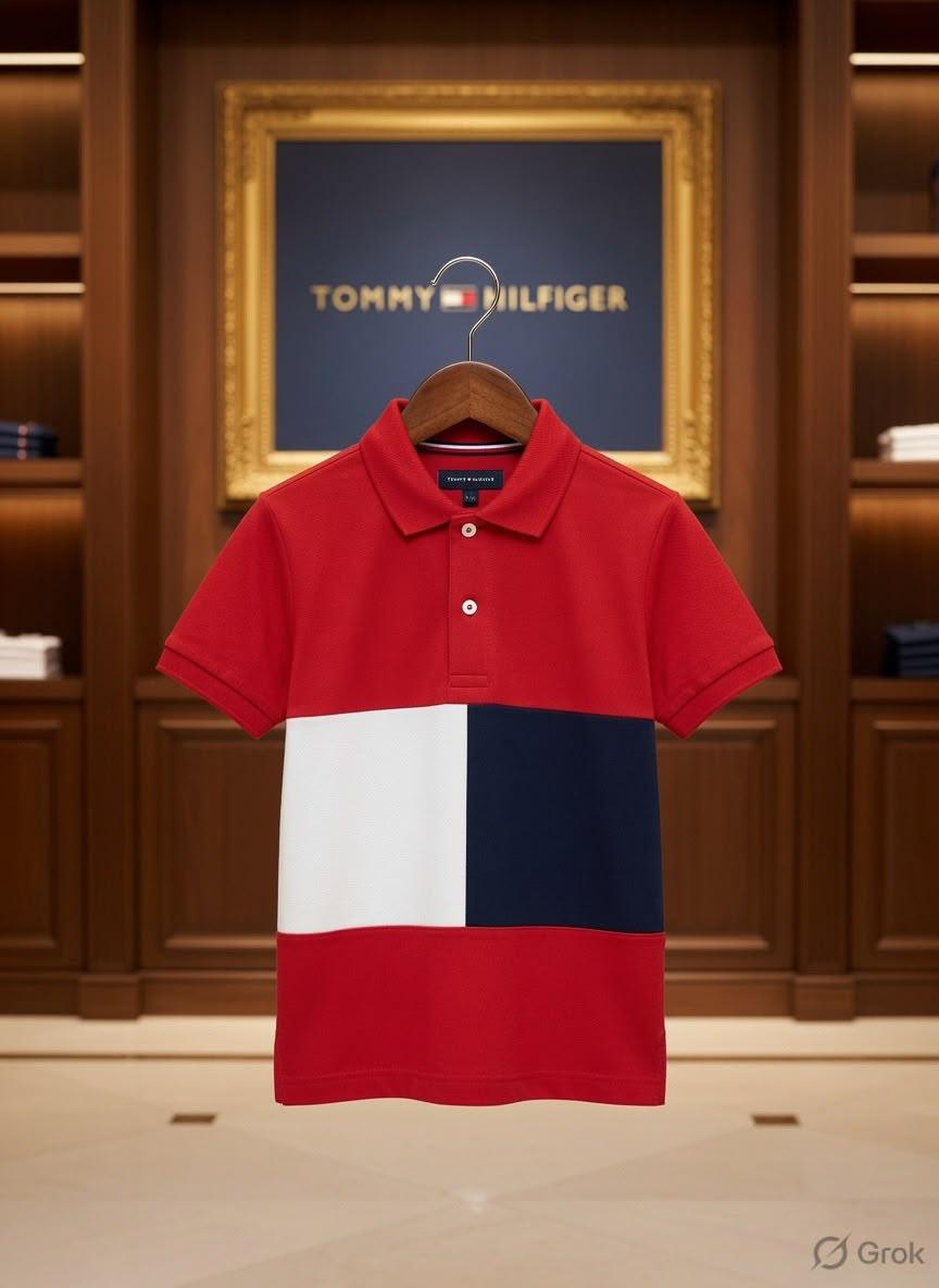 Tommy Hilfiger Kids red premium cotton polo T-shirt for boys
