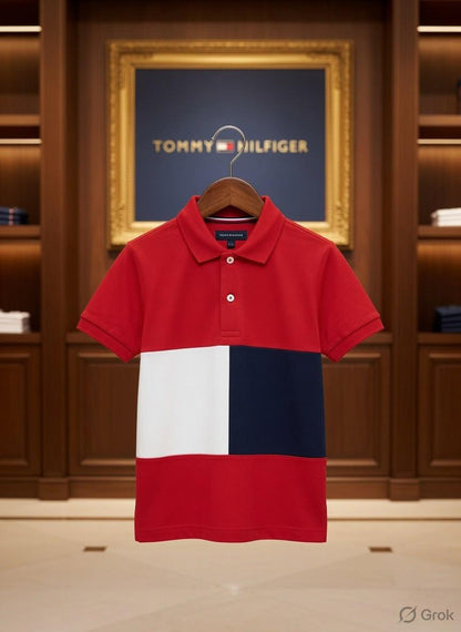 Tommy Hilfiger Kids red premium cotton polo T-shirt for boys
