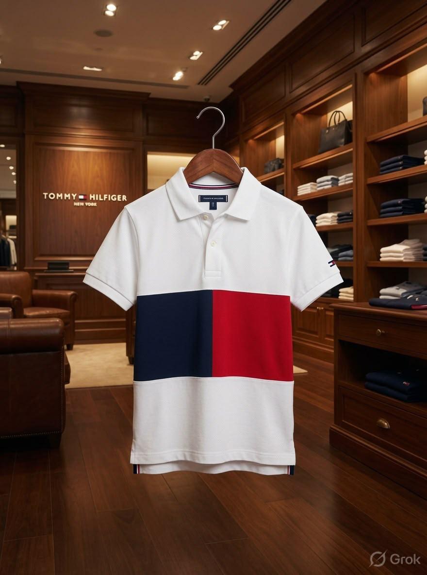 Tommy Hilfiger Kids white premium cotton polo T-shirt for boys