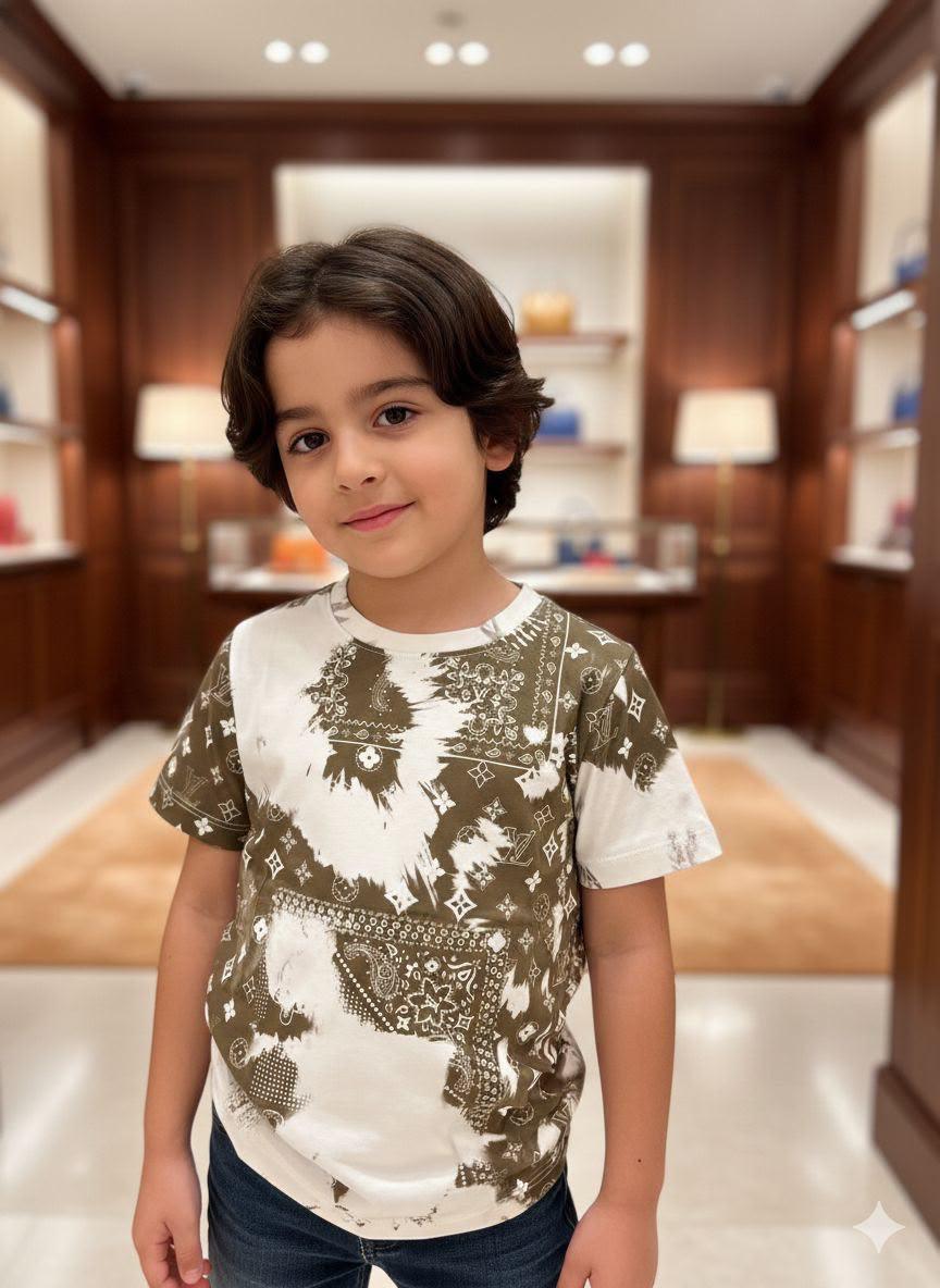 Designer-inspired Louis Vuitton Kids beige cotton T-shirt for everyday wear
