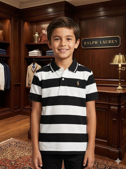 Ralph Lauren Kids Black Shirt – Embroidery wearing image.
