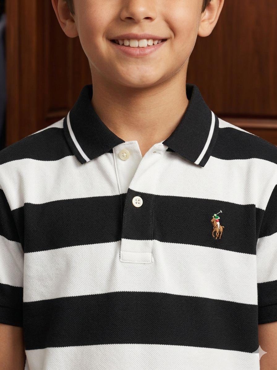 Ralph Lauren Kids Boys Shirt in Black – Closeup View	