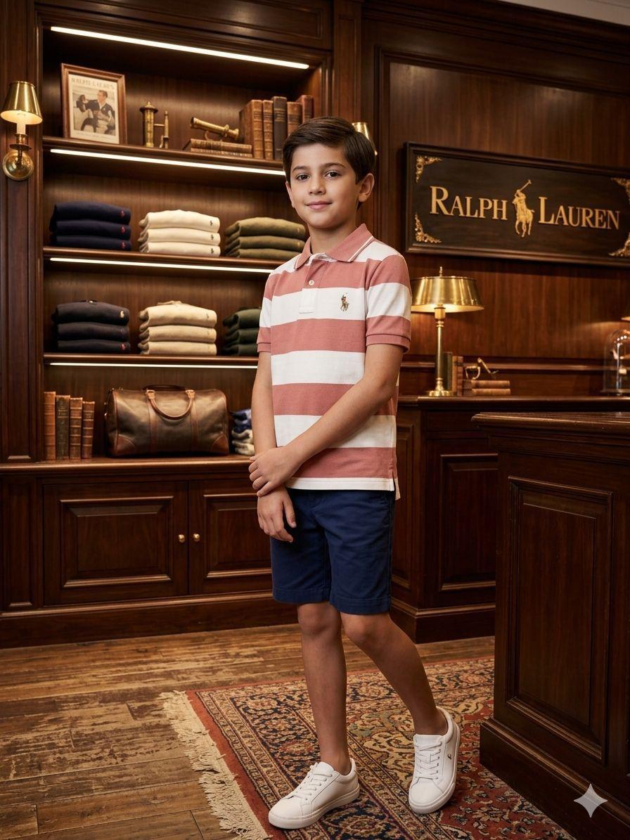 Ralph Lauren Kids Pink Shirt – Embroidery wearing image