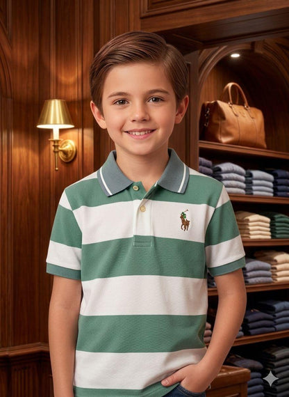 Ralph Lauren Kids Boys Shirt in Green – Close up View	