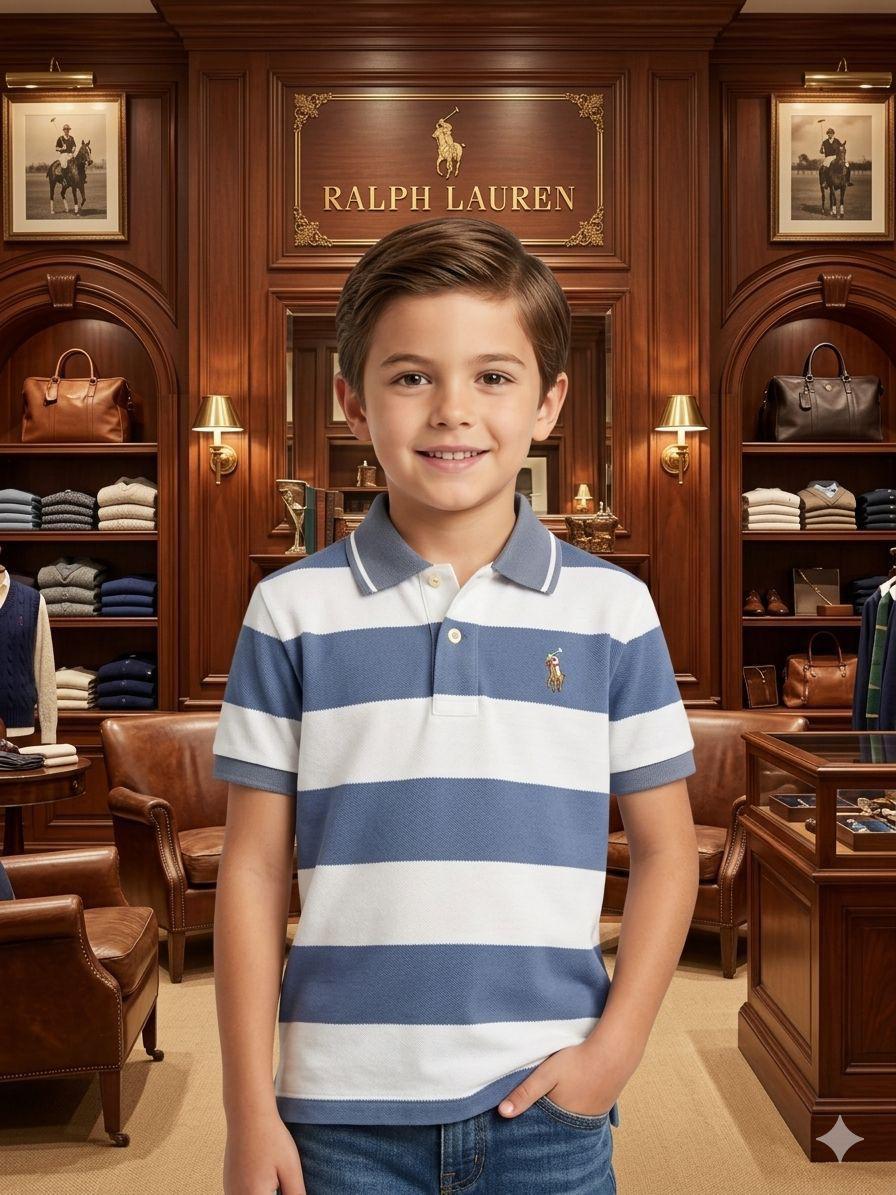 Ralph Lauren Kids Sky Blue Shirt – Embroidery Wearing image.