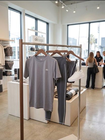 ALO Premium Logo Tee in Grey – Product Shot	