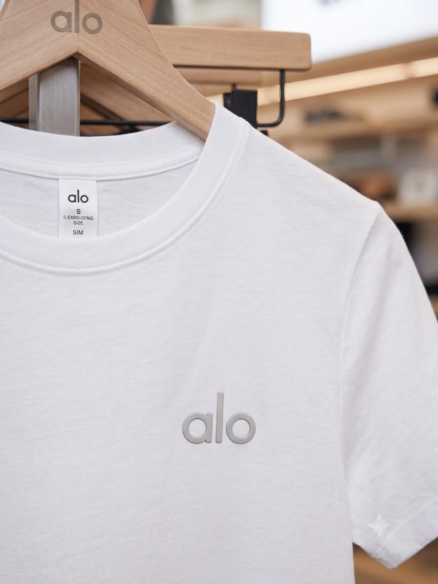 ALO White Tee – Fabric Zoom Detail	